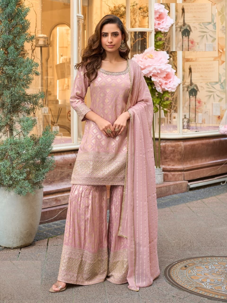 Alternative view of Shimmer Silk Wedding Sharara Suits 5857