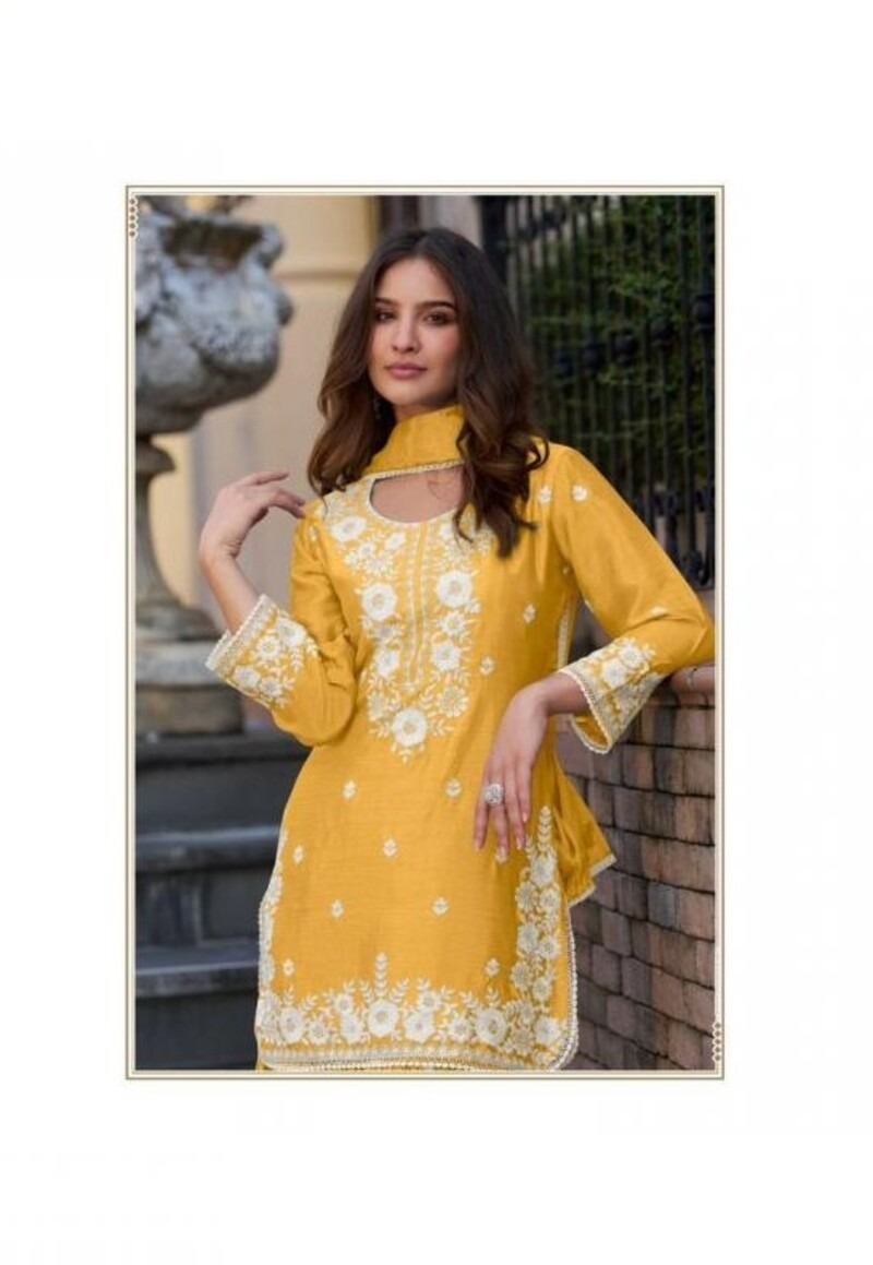 Alternative view of Chinon Silk Lucknowi Work Festive Look Gharara Sets By Aarshi Fashions 4301