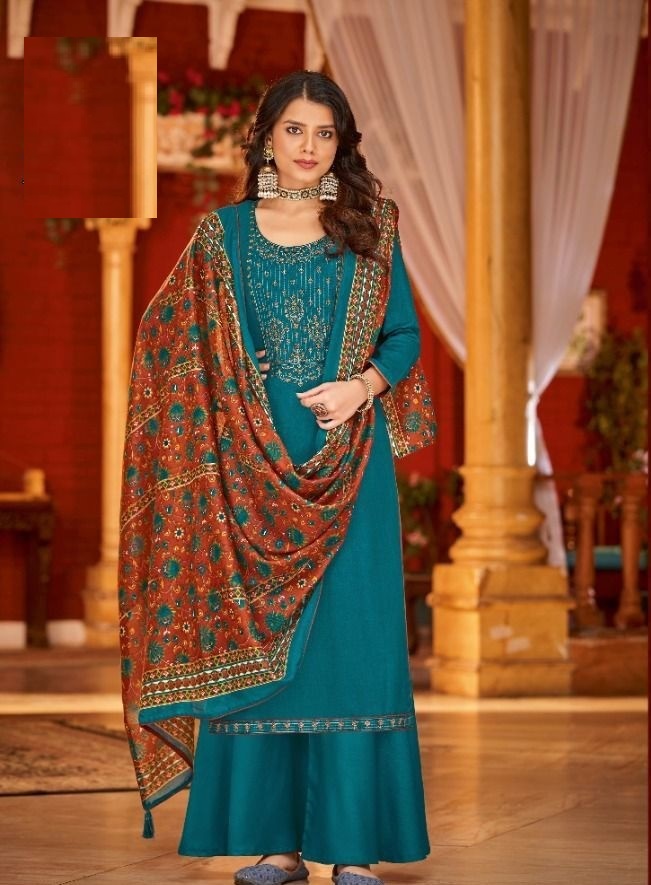 Light Olive Jam Cotton Embroidered Un-Stitched Suit Set | Parnika 768-003 |  Cilory.com