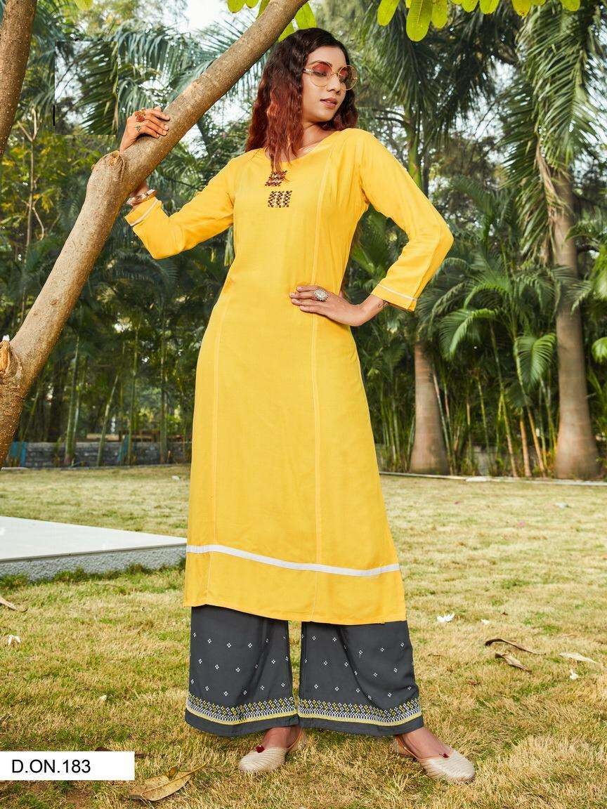 Buy Aarika Girls Yellow-Navy Blue Color Kurti Palazzo Online at Best Prices  in India - JioMart.