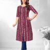 Maroon Printed A Line Cotton Kurtis 2002
