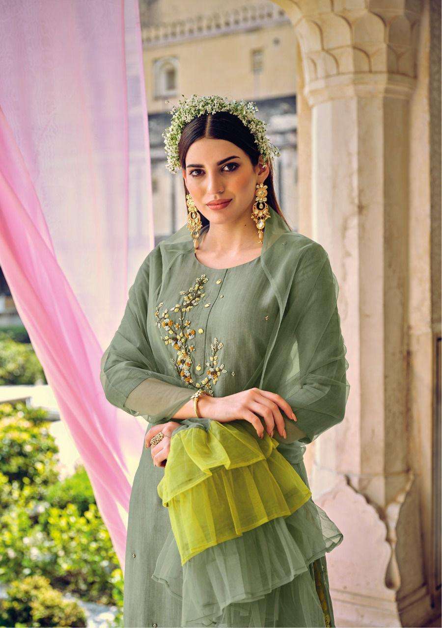 Light Grey Indowestern Party Wear Lehenga With Ruffle Dupatta 98003 - Image 2