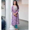 Purple Bandhani Print Mal Cotton Straight Fit Kurtis 1003