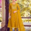 Mustard Georgette Chikankari Work Premium Full Stitch Suits 5067