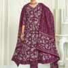Purple Cotton Printed Anarkali Suit 511