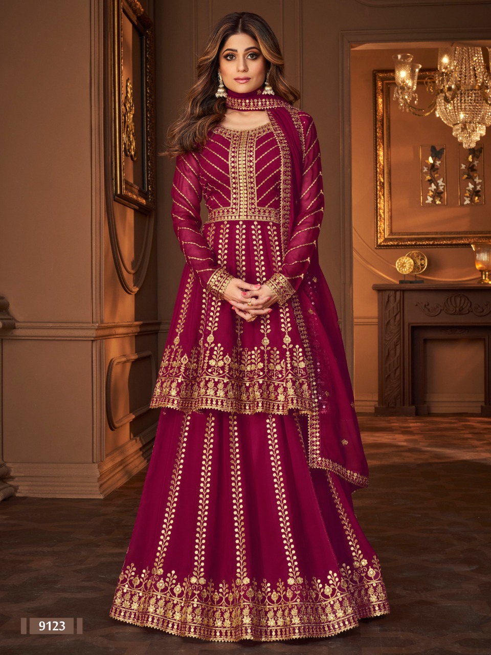 Indo Western Lehenga With Peplum Top And Heavy Georgette Dupatta 9123