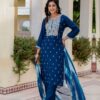 Dark Blue Printed Roman Silk Suits With Soft Silk Dupatta 102