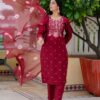 Maroon Printed Roman Silk Suits With Soft Silk Dupatta 106