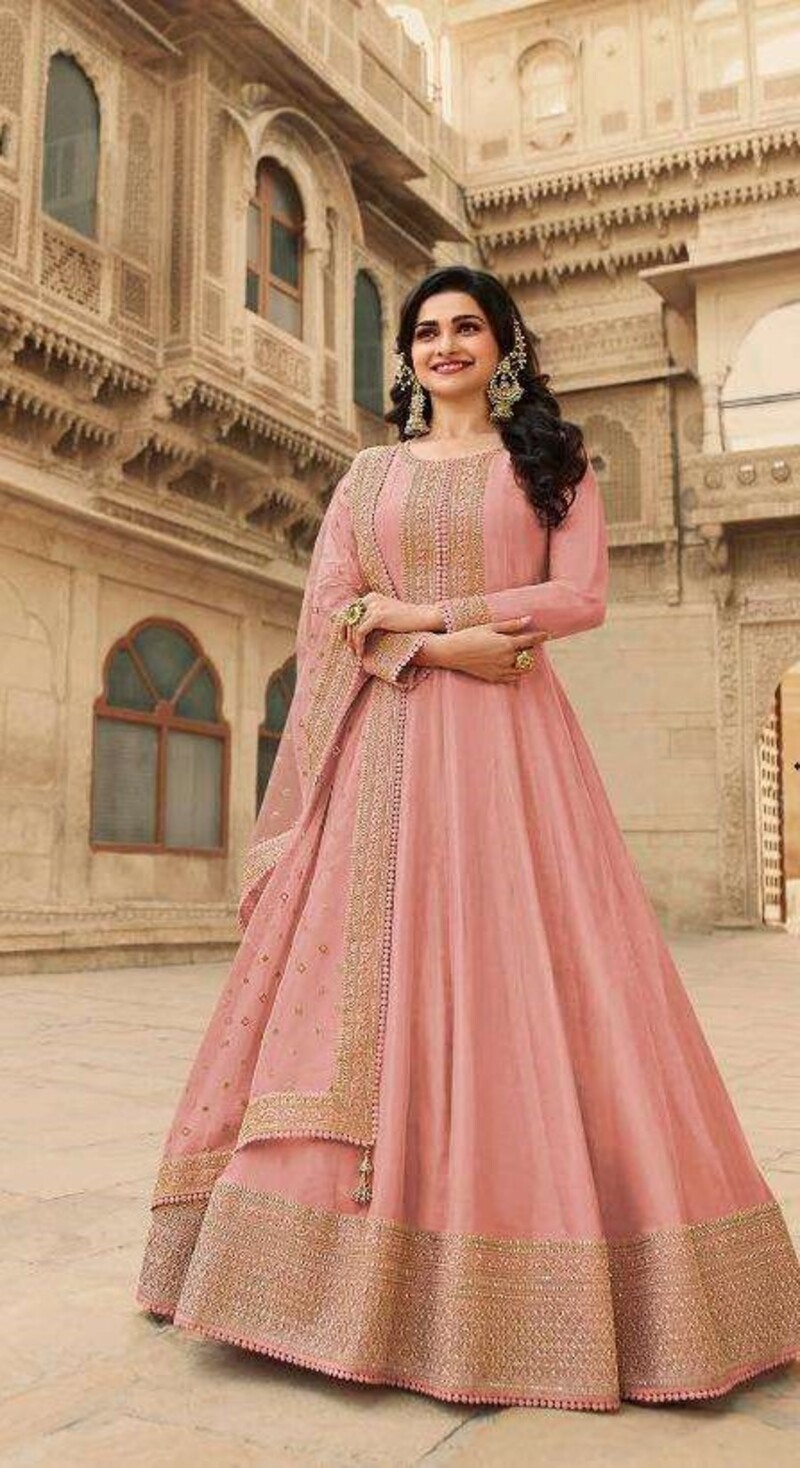 Buy Baby Pink color faux georgette sequence anarkali dress at fealdeal.com