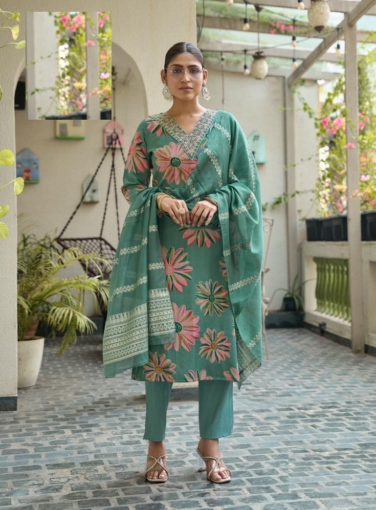 Casual Wear Digital Prints Vetican Silk Suits 5001