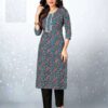 Summer Collection Plus Size Dark Blue Pure Cotton Kurta And Pant Set 1005