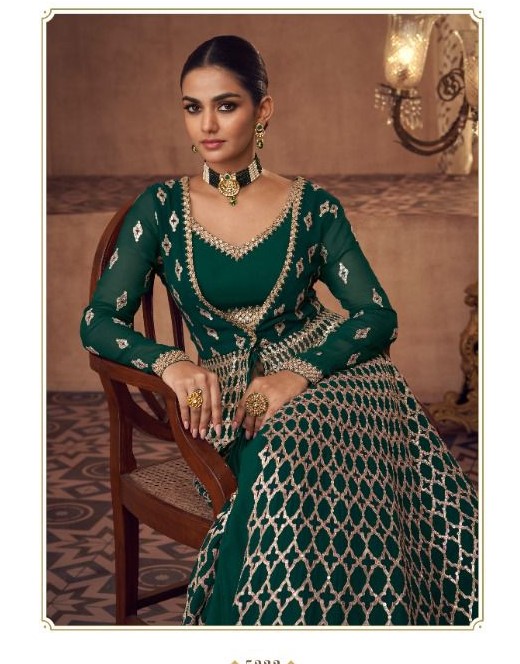 Indowestern Wedding Gowns With Sequins Work 5222 - Image 2