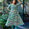Dark Blue Heavy Cotton Floral Print With Embroidery Anarkali Kurti 2008