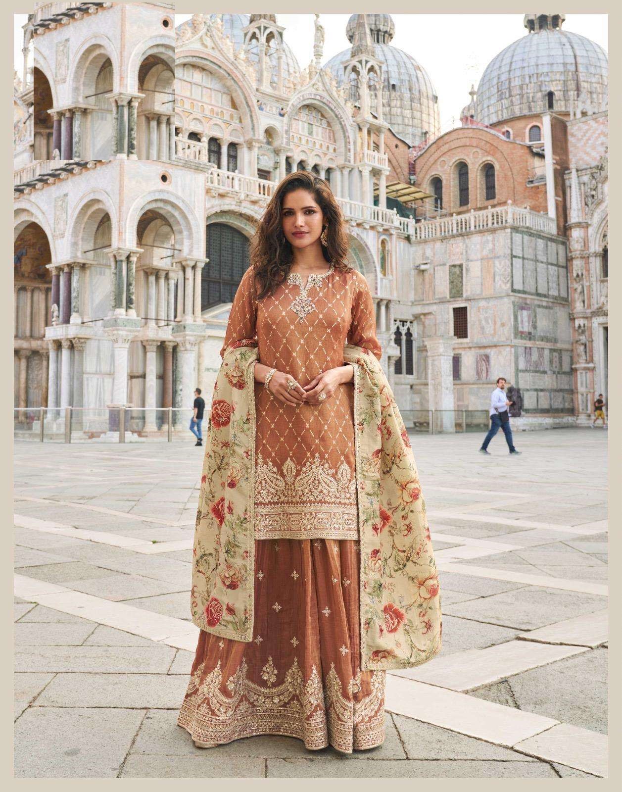 Wedding Collection Heavy Chinon Sharara Suits 10032