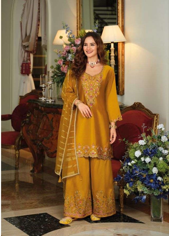 Alternative view of Shimmer Silk Hand Work Full Stitched Palazzo Suits 30401