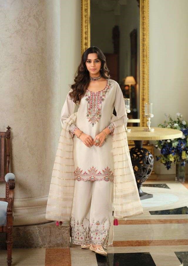 Shimmer Silk Hand Work Full Stitched Palazzo Suits 30401