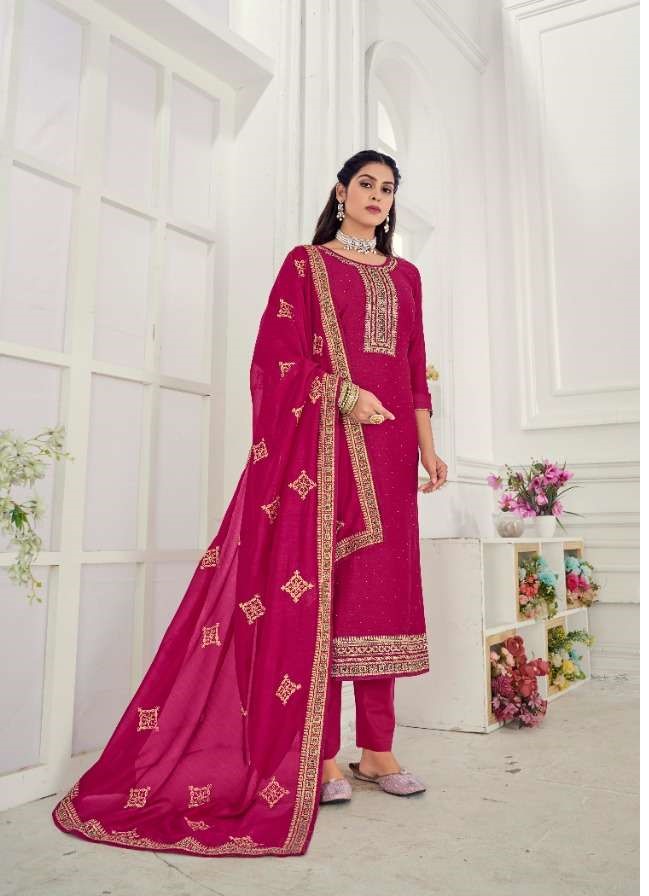Pure Silk Heavy Embroidery & Swarovski Diamonds Suits 14085